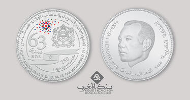 Bank Al-Maghrib émet une pièce commémorative du 63ème Anniversaire de Sa Majesté le Roi Mohammed VI