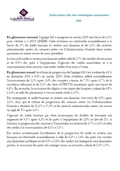 Indicateurs clés des statistiques monétaires - 2019