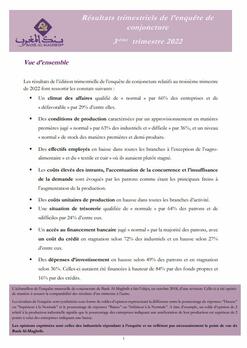 Résultats trimestriels de l’enquête de conjoncture - 2022