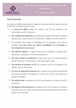 Résultats trimestriels de l’enquête de conjoncture - 2023