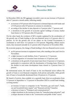 Key monetary statistics - 2022