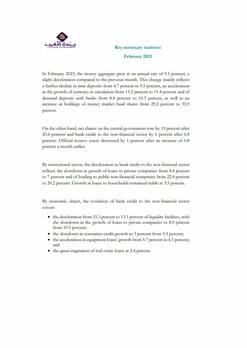 Key monetary statistics - 2023