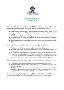 Indicateurs clés des statistiques monétaires - 2026